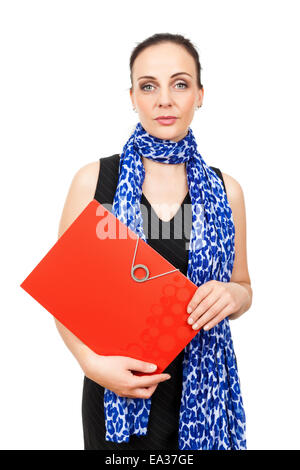business woman with a red binder Stock Photo
