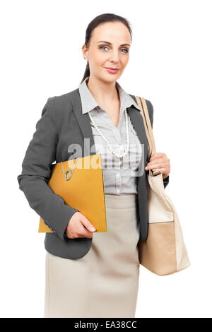 business woman with an orange binder Stock Photo