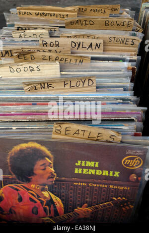 Stack of LP vinyl records Stock Photo