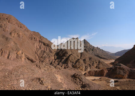 A bible landscape - desert Sinai in a fog Stock Photo