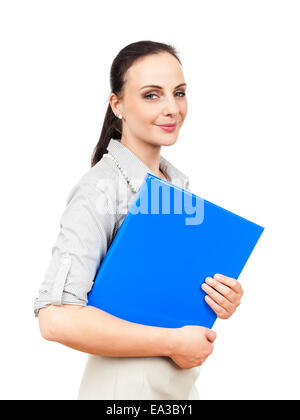 business woman with a blue folder Stock Photo