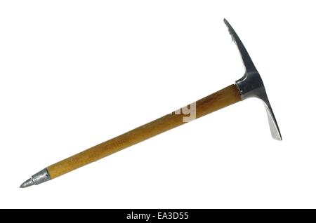 old metal ice-axe  on white background Stock Photo