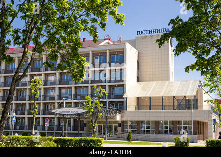 Modern hotel building, Minsk region, Belarus Stock Photo