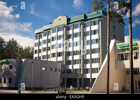 Modern hotel building, Minsk region, Belarus Stock Photo