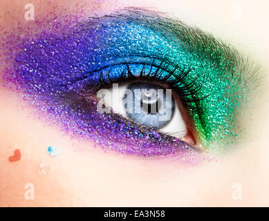 Holiday spangled eye makeup Stock Photo