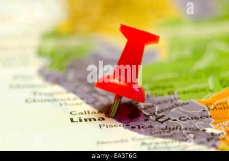 lima city peru pin on the map Stock Photo