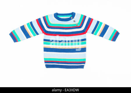 Kids striped sweater isolated on white Stock Photo
