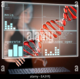 DNA model on hologram Stock Photo