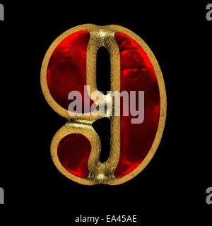 red velvet letter with gold on black background Stock Photo