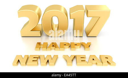 Happy New Year 2017. Isolated 3D design template on white background. Stock Photo