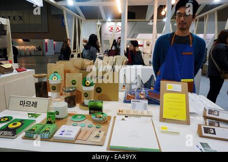 Ilsan, Gyeonggi Province of South Korea. 6th Nov, 2014. Products are seen on the exhibition of 2014 Design Korea in Ilsan, Gyeonggi Province of South Korea, Nov. 6, 2014. © Peng Qian/Xinhua/Alamy Live News Stock Photo