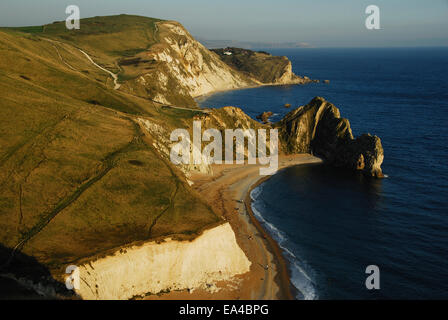 View towards Durdle Dor looking east from Swyre Head. Jurassic Coast, Dorset, UK September 2008 Stock Photo