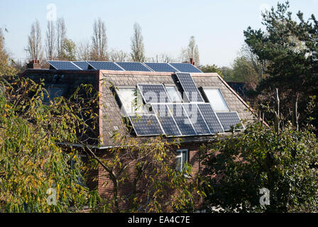 solar panels covering the exterior of a house in chiswick, london, england Stock Photo