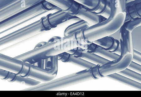 Modern industrial metal pipeline fragment. 3d render illustration Stock Photo