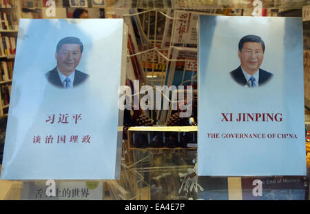 Book 'The Governance of China' by Chinese President Xi Jinping in Chinatown shop window, London Stock Photo