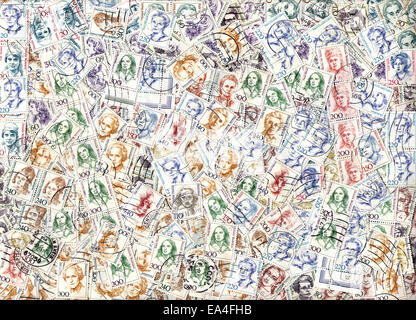 Background of the postage stamps issued in Germany in 1988 - Women in German history Stock Photo
