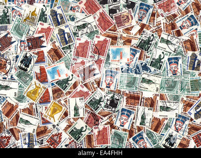 Background of the postage stamps issued in Germany Stock Photo