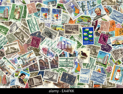 Background of the postage stamps issued in Finland Stock Photo