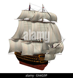 3D digital render of a sailing ship with a British flag isolated on white background Stock Photo
