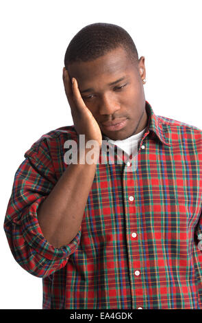 Natural Looking Smiling Young African American Male on Isolated Background Stock Photo