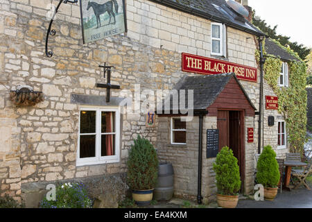 The Black Horse Inn in the Cotswold village of Amberley near Stroud, Gloucestershire, England, UK Stock Photo