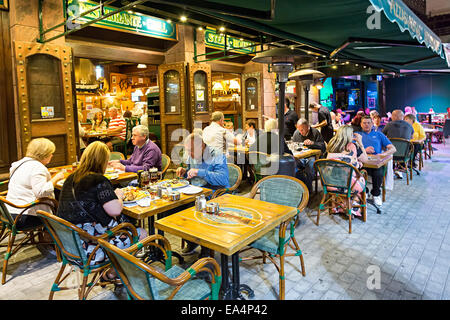 Pavement restaurant, Puerto del Carmen, Lanzarote, Canary Islands, Spain Stock Photo
