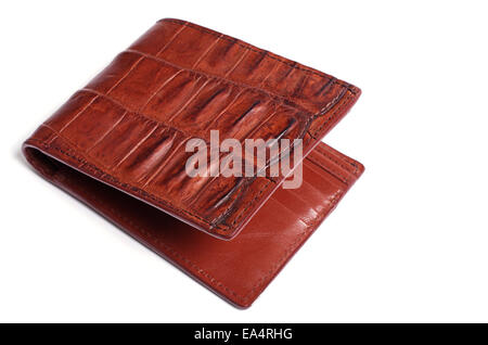 brown salt water crocodile leather wallet Stock Photo