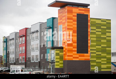 Lansing, Michigan - The Marketplace Apartments, an upscale development along the Grand River in downtown Lansing. Stock Photo