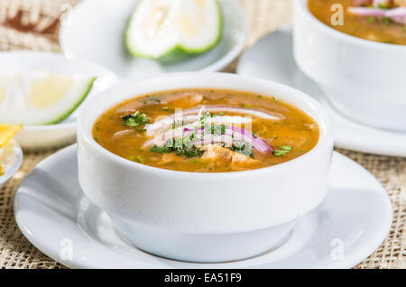 Delicious encebollado fish stew from Ecuador Stock Photo