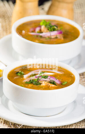 Delicious encebollado fish stew from Ecuador Stock Photo