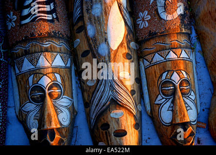 African Masks , Faces of triable masks . Stock Photo