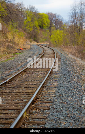 Branch rail line running near Turning Point Park. Stock Photo