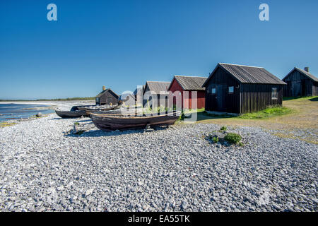 Helgumannens fishing village on Faro island in Sweden Stock Photo