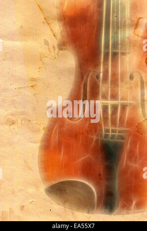 old violin on grunge paper Stock Photo