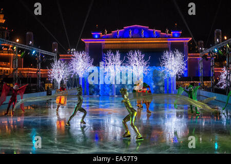 The ice show at the ice skating rink during Christmas market at Liseberg in  Gothenburg, Sweden. Stock Photo