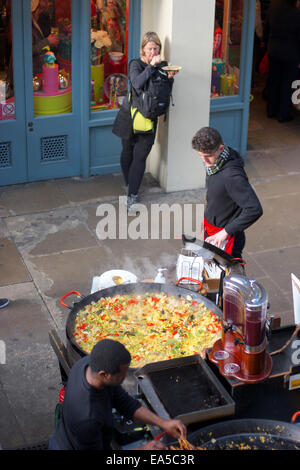 Paella being prepared in Covent Garden market London Stock Photo