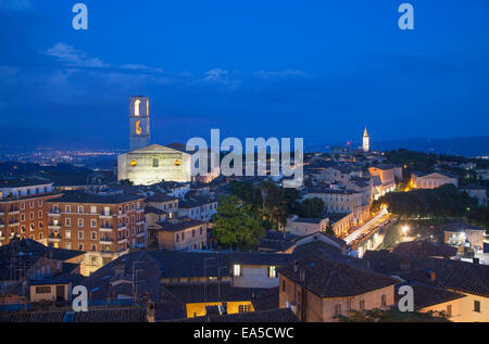 San Domenico Church at dusk, Perugia, Umbria, Italy Stock Photo