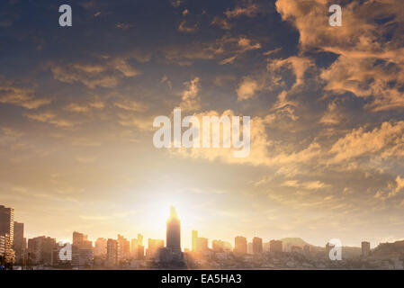 View of Benidorm on sunset Stock Photo