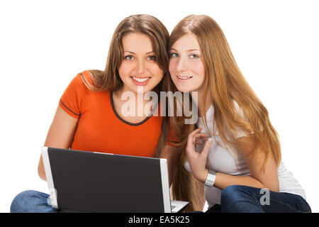 two pretty young student girls Stock Photo