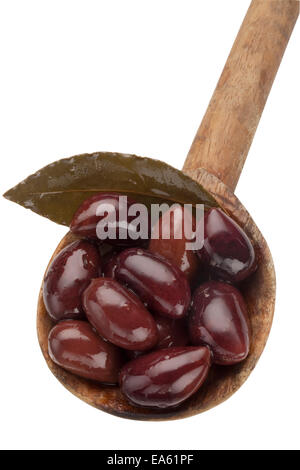 Cut out of Kalamata Olives in a spoon Stock Photo
