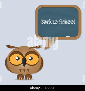 funny owl with school board Stock Photo