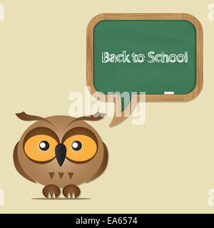 funny owl with school board Stock Photo