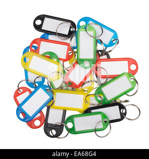 Plastic key tags of various colors Stock Photo
