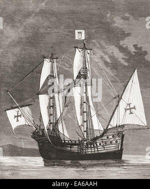 The São Gabriel, flagship of Vasco da Gama's armada on his first voyage to India, 1497-1499. Stock Photo