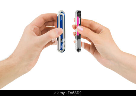 Hands and mobile phones Stock Photo