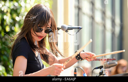 BARCELONA - MAY 30: Dum Dum Girls (American rock band from Los Angeles) in concert at Heineken Primavera Sound 2014 Festival. Stock Photo