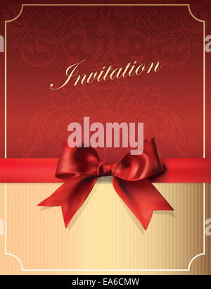 Vintage Invitation card with Bow Stock Photo