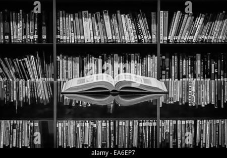 An open book on library desk Stock Photo