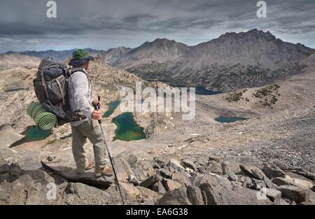 USA, California, Kings Canyon National Park, Hiker Atop Glen Pass Stock Photo