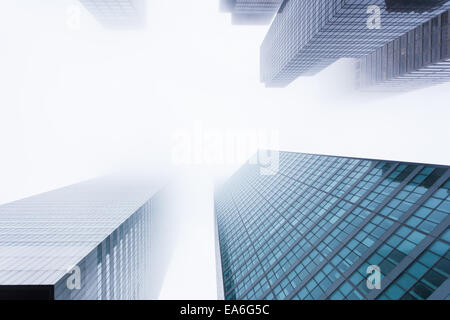 USA, New York State, New York City, Manhattan, View of skyscrapers in mist